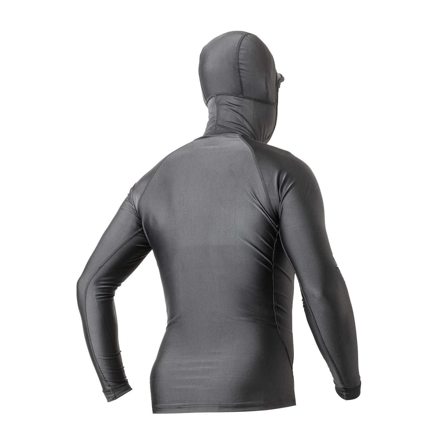 Back view of AXXE Classic hooded rashguard with UPF50+ sun protection.