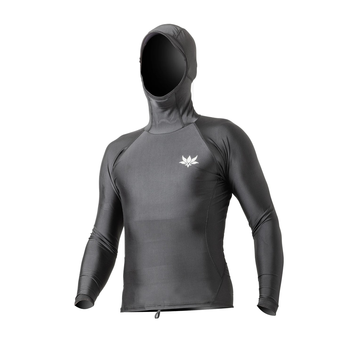 Front view of AXXE Classic hooded rashguard with UPF50+ sun protection and boardshort loop.